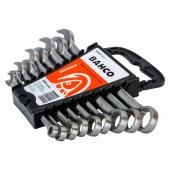 Ring-Maulschlüssel-Satz, Edelstahl/Inox, magnetisch, Ringseite 15° abgewinkelt, 9-tlg, 8-10-11-12-13-14-15-17-19 mm, im Kunststoffhalter