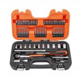 1/4" Steckschlüssel-Satz mit schmaler Ratsche, 65-tlg, in Hartschalenkoffer