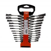 Knarren-Ring-Maulschlüssel-Satz, Maul 15° abgewinkelt, 12-tlg, Kunststoffhalter