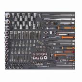 3/3 Einlage, Steckschlüssel + Zubehör 1/4"+3/8"+1/2", 138-tlg